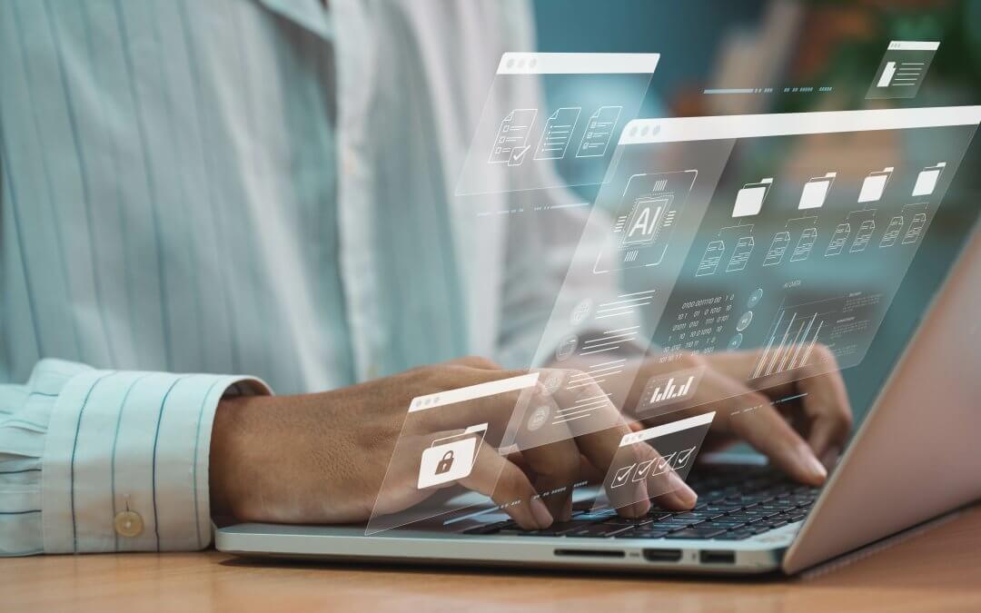 Artificial intelligence (AI) is used by businessmen in document